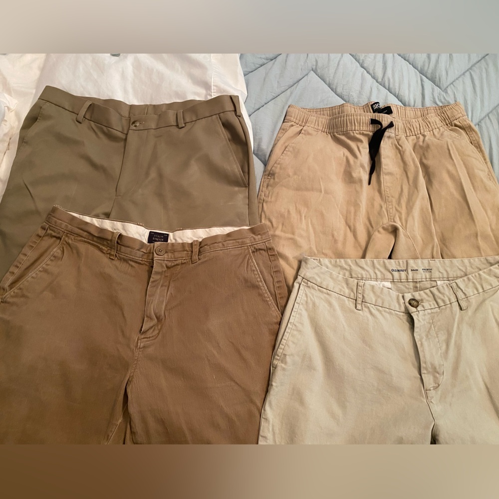Men's Casual Pants Set - Tan, Brown, and Cream